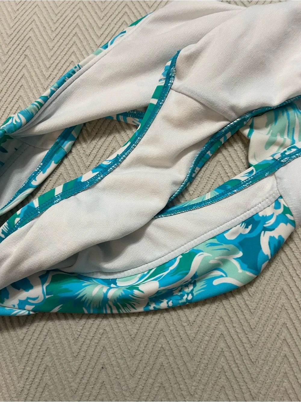 Floral Teal & White Bikini Bottoms Time and Tru Medium 8-10 swim